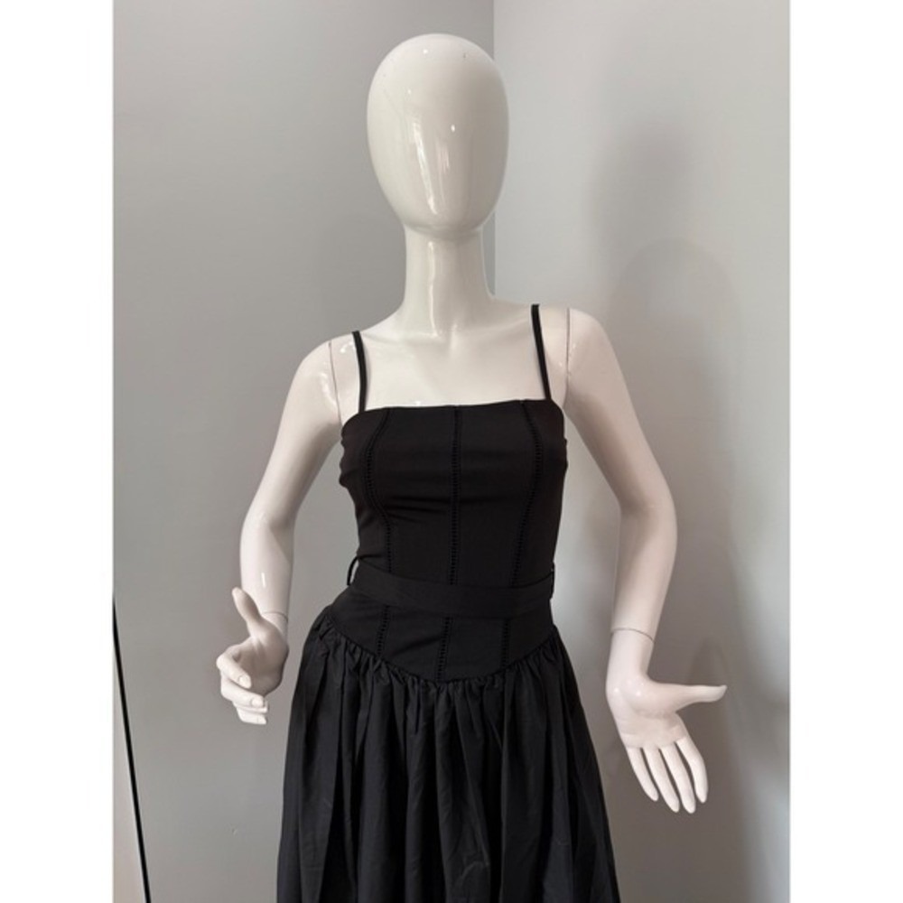 Commense Black Midi Dress Sleeveless Fit and Flare Party Cocktail Dress S - Picture 3 of 7